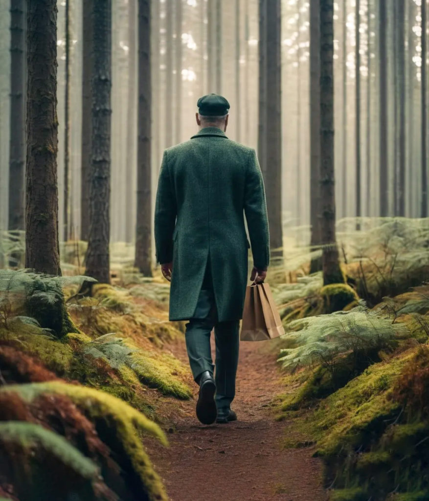 Man walking in the forest